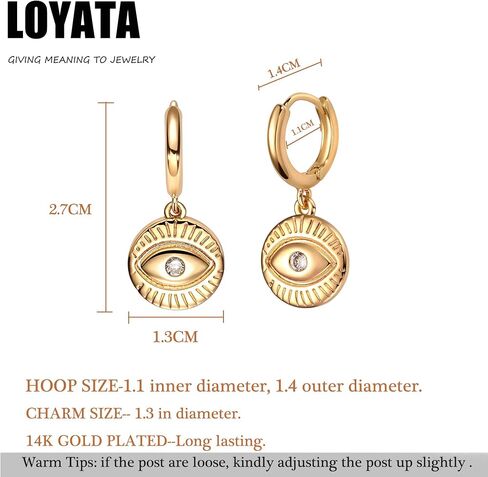 LOYATA Gold Huggie Hoop Earrings for Women Dangle Hoop Drop 14K Gold Plated Dainty Small Minimalist Cubic Zirconia Jewelry Gift… in Saudi Arabia