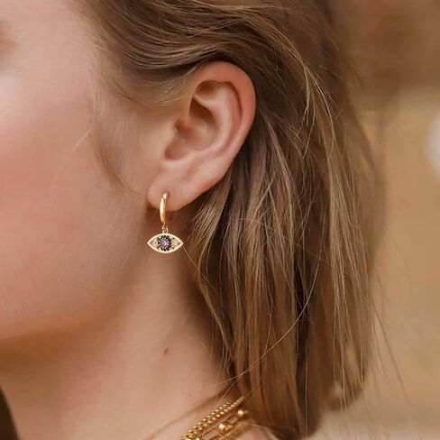 LOYATA Gold Huggie Hoop Earrings for Women Dangle Hoop Drop 14K Gold Plated Dainty Small Minimalist Cubic Zirconia Jewelry Gift… in Kuwait