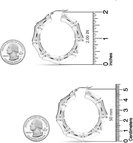 LeCalla Sterling Silver Light-Weight Bamboo Hoop Earrings for Women in Saudi Arabia