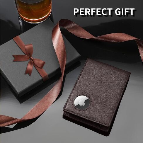 محفظة AirTag للرجال من الجلد الطبيعي مع مقسم للفاتورة، محفظة AirTag رفيعة ثنائية الطي ومزودة بجيب للعملات المعدنية بسحاب للرجال والنساء in Kuwait