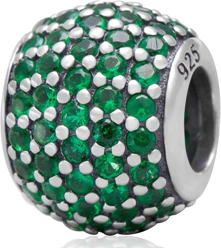 EMOSTAR Birthstone Charms fits European Bracelet Necklace, Pave Sparkle Cubic Zirconia Bday Beads in 925 Sterling Silver, Gifts for Women/Men/Friend/Happy Birthday in Kuwait