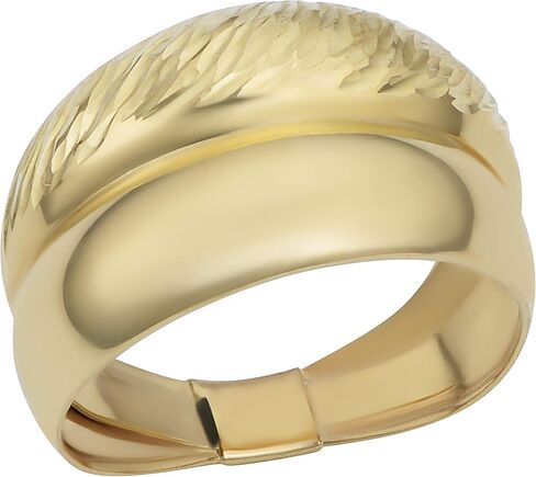 Kooljewelry خاتم مزدوج مصقول من الذهب الأصفر عيار 10 قيراط بقطع الماس (مقاس 5، 6، 7، 8 أو 9) in Saudi Arabia
