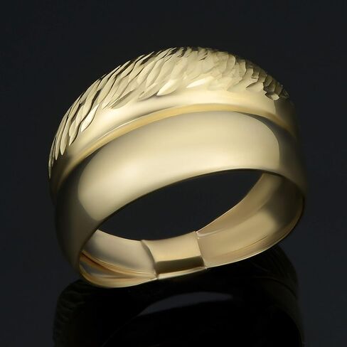 Kooljewelry خاتم مزدوج مصقول من الذهب الأصفر عيار 10 قيراط بقطع الماس (مقاس 5، 6، 7، 8 أو 9) in Saudi Arabia