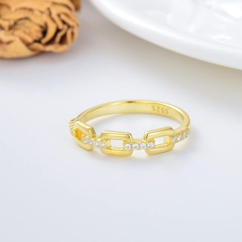 حلقة سلسلة سليكيت 925 الفضة الاسترليني ربط سلسلة خواتم بسيطة مكعب زركونيا الفرقة التراص خواتم للنساء في سن المراهقة, 925 فضة, زركونيا مكعب in Kuwait