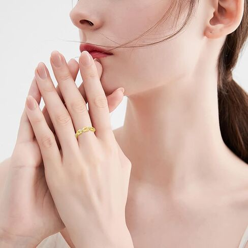 حلقة سلسلة سليكيت 925 الفضة الاسترليني ربط سلسلة خواتم بسيطة مكعب زركونيا الفرقة التراص خواتم للنساء في سن المراهقة, 925 فضة, زركونيا مكعب in Kuwait