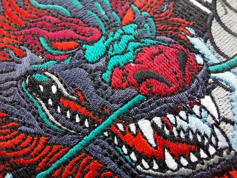 Chinese Dragon and White Tiger Large Embroidered Motorcycle Jacket & Biker Vest Back Patch in Kuwait