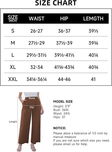 POTILI Wide Leg Pants for Women Elastic High Waisted Palazzo Pants Straight Leg Flowy Casual Work Trousers with Pockets in Saudi Arabia