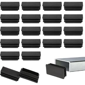20 Pack 1" X 2" Rectangle End Caps Tubing End Caps Black Plastic Plug Rectangle Foot Caps Plastic Tubing Plugs for Rectangle Tubing Chair Leg