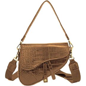 ANLJED Women Cow Print Saddle Shoulder Bag Clutch Purse Underarm Handbag Satchel Zipper Crossbody Bag