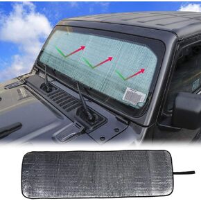 Voodonala for Jeep JL Windshield Sunshade Window Sun Shade Sun Visor Shade Panel for 2018-2024+Jeep Wrangler JL JLU 2/4 Door Gladiator JT 4xe Foldable Sun Shield Upgrade Cover Block Heat UV Rays
