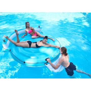 Inflatable Pool Floating Island Lounger Raft for Lake River Big Multi Person Party Floatie