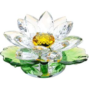 Sparkle Crystal Pink Lotus Flower Figurines Decoration Glass Decorative Lotus Flowers Art Decor, Feng Shui Home Decor Collection Table Centrepiece