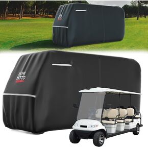 KEMIMOTO 600D Weatherproof Golf Cart Cover, Durable Protection for 8-Seater Golf Carts, Large Rainproof Cover Compatible with EZGO Club Car (6+2)/8 Passenger, Black in Saudi Arabia