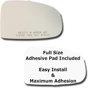 Mirror Glass + Full Size Adhesive Pad for 2010-2014 Toyota Prius Passenger Side Replacement (2010 2011 2012 2013 2014 10 11 12 13 14)