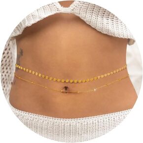 Belly Chains for Women - 18K Gold Plated Gold Layered Belly Waist Chain Adjustable Sexy Belly Waist Chain for Women