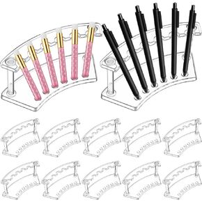 Tatuo 24 Pcs Plastic Pen Holder 6 Slots Pen Display Stand Eyebrow Pen Stand Clear Pencil Holders and Pen Holders Makeup Brush Rack Organizer for Home Office Store Desk School Supplies, Vertical