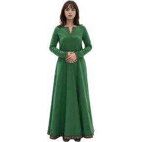 miccostumes Women's Medieval Underdress Long Sleeve Linen Blend Vking Dress Cosplay Costume