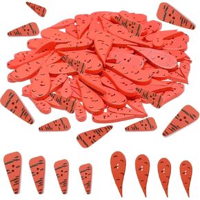 200 Pieces Christmas Carrot Nose Buttons Christmas Wooden Buttons DIY Ornament Christmas Snowman DIY Decoration Craft, 4 Sizes, 2 Styles