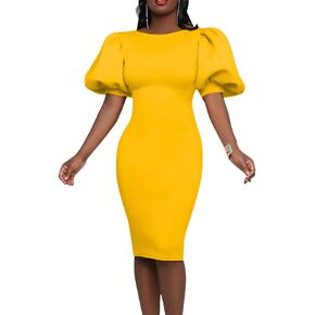 dasmzper Women's Sexy Lantern Sleeve One Shoulder Dress Elegant Ruffles Bodycon Midi Dress Formal Cocktail Party Gown