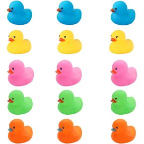 Bath Duck Toys 15 PCS Colorful Mini Rubber Ducks Squeak and Float Duckies Baby Shower Toy Party Decoration for Toddlers Boys Girls (2.2’’)