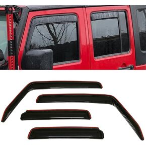 in-Channel Style Smoke Window Sun Rain Visor Vent Guard Deflector Shade Compatible with Jeep Wrangler 2007-2018