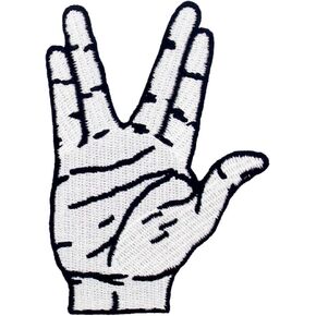 ZEGINs Live Long and Prosper Hand Sign Patch Embroidered Applique Iron On Sew On Emblem