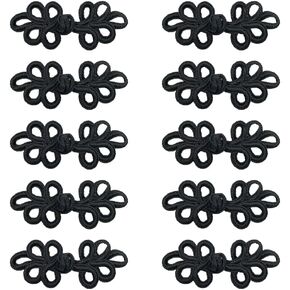 10 Pairs Chinese Knots Sewing Fasteners Frog Buttons Closure for Tang Dynasty Clothing Quilted Jackets Sweater Costumes Outfit Clothing Cloak Coats Scarf and Cardigan Sewing Supplier（ Black）