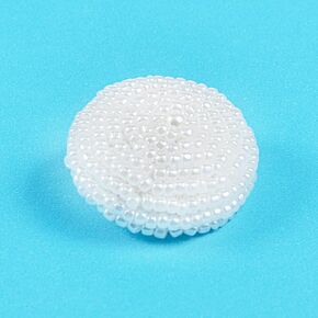 Expo International 3/4" x 3/4" Beaded Button Patches/Appliques, White