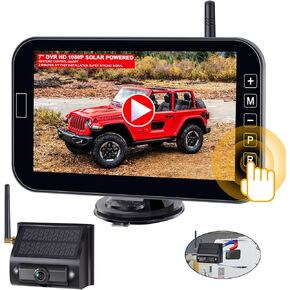 Solar Magnetic Wireless Backup Camera for Truck Trailer, 7" DVR Portable, 2-Min Easy Install, Scratch-Proof, No Delay,Gesture ON-Off1080P Rear View Camera Rechargeable for RV Backup Camera YM702