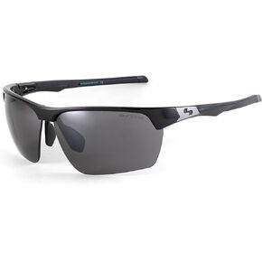 نظارات شمسية Sundog Eyewear الفاخرة للرجال - Billy 83 TrueBlue - تقنية العدسات المميزة للحماية من الأشعة فوق البنفسجية - مناسبة تمامًا للجولف وصيد الأسماك والأزياء والمشي لمسافات طويلة والطيار ونظارات القيادة - أسود/رمادي لامع