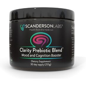 Clarity Prebiotic Blend – Optimize Gut and Mood via The Gut-Brain axis – one Month Supply – Easy to use, one Scoop mixes with Liquid or Food – Vegan, Soy-Free, Gluten-Free, Non-GMO