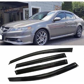 Window Deflector Mugen Style Dark Smoke Fit for 2004 2005 2006 2007 2008 ACU.ra TL Sedan Tape-on Window Visors Vent Rain Guard