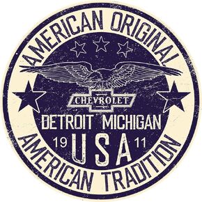 Desperate Enterprises American Tradition - Chevy Round Aluminum Sign - Nostalgic Vintage Metal Wall Decor - Made in USA