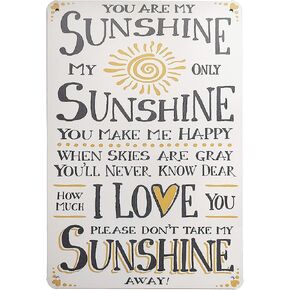 ERLOOD You are My Sunshine Decorative Sign Cream with Grey Lettering Metal Tin Sign, Vintage Plaque Poster Home Wall Decor