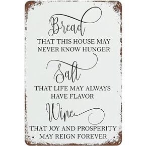 Bread Salt Wine Metal Tin Sign Its A Wonderful Life Wall Hanging Sign Vintage Metal Sign Rustic Farmhouse Signs For Home Bar Coffee Office Garage DéCor 8x5.5 Inch