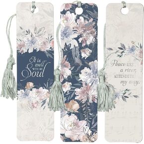 Christian Art Gifts Inspirational 3 Piece Paper Cardstock Bookmark Set for Girls: God's Princess, Matted Glittered, White/Pink/Purple Floral Hearts