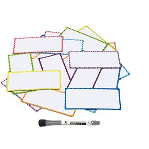 Magnetic Dry Erase Labels - 32 Pcs Large - 5.5 x 2.5 inches + Dry Erase Marker - Multipurpose Sticky Labels for Whiteboards, Refrigerator, Office and Classroom
