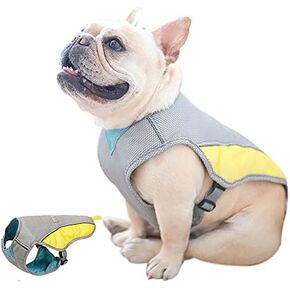 Cooling Harness Vest for Dogs French Bulldog Summer Cooling Vest Outdoor Dog Jacket Safety Reflective Vest Cooler Jacket Sun-Proof Pet Coat Vest for Frenchie(S)