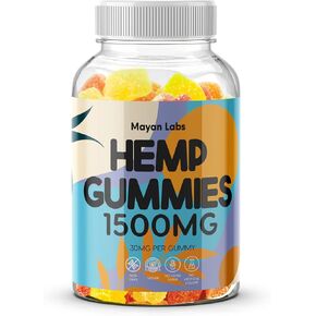 Organic Hemp Gummies High Potency Supplement with Pure Hemp Oil Extract - Natural Edibles Natures Leaf Gummy Bloom L-Theanine Ashwagandha Vegan Vitamin B2 Omega 3-6-9 Complex