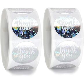 Thank You Stickers 1000 PCS Round Gold Wedding Sticker 2 Rolls Glitter Star Thank You Labels for Small Business 1 Inch (Gold)