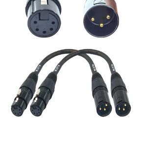 3 Pin XLR Male to 5 Pin XLR Female DMX Adapter Cable for Microphone DMX DMX512 Stage Lighting Turnaround, 8 inch 2 Pack