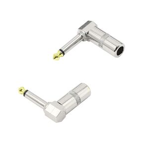 YACSEJAO 2Pack TRS 1/4" Audio Plug 6.35mm Male Stereo Audio Plug 1/4 inch Solder Type Stereo Plug (Right Angle)
