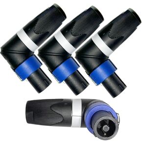 Elbow Right Angle Speakon Cable Adapter Connectors, 4 Pole L-Shape High-Load Speaker Plug Twist Lock Compatiable with Speakon NL4 & NL2 Series, 4 Pack