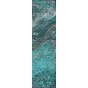 Chantille ACN599 Teal 2'3" x 7'6" Indoor Outdoor Hallway Runner Rug, Stain Resistant Washable Kitchen Area Carpet for Bathroom, Laundry and Bedroom Rug