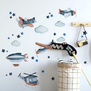 Boho Airplane Stickers Wall Decals Plane Wall Stickers for Bedroom Living Room Kids Room Wall Decor Playroom Wall Decor
