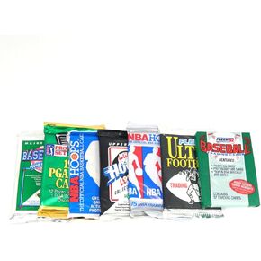 Vintage Multi-Sport Unopened Pack Lot Total of 100 Trading Cards Baseball Football Basketball Hockey Topps Upper Deck Hoops Pro Set in Saudi Arabia