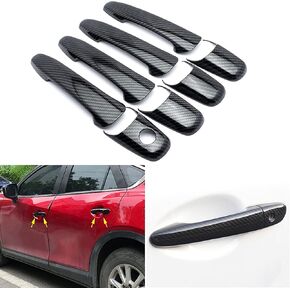 Xotic Tech Exterior Door Handle Frame Cover Trim Decorative Carbon Fiber Texture Compatible with Mazda 3 2004-2009 Mazda 6 2003-2008 or Ford Edge 2007-2010 & Fusion 2006-2012 & Mustang 2005-2014