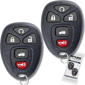 5-Button Keyless Entry Remote Key Fob Replacement fits 2006-2013 Chevy Impala, 2006-2007 Monte Carlo, 2006-2011 Cadillac DTS, Buick Lucerne, OUC60270, OUC60221