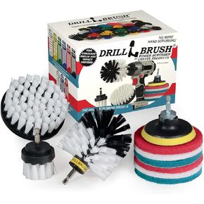 Household Cleaning Power Scrubber for Cordless Drill- Electric Spin Scrubber Cleaning Brush Set - Grill Brush and Pad Cleaning Set - Rust Remover - Griddle Cleaning Kit - Backyard Accessories Cleaner