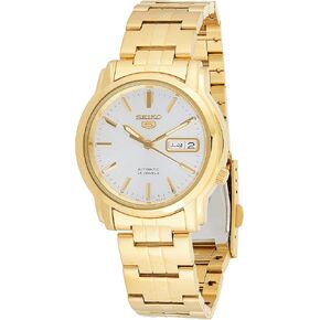 Seiko Men's SNKK74 Gold Plated Stainless Steel Analog with Silver Dial Watch